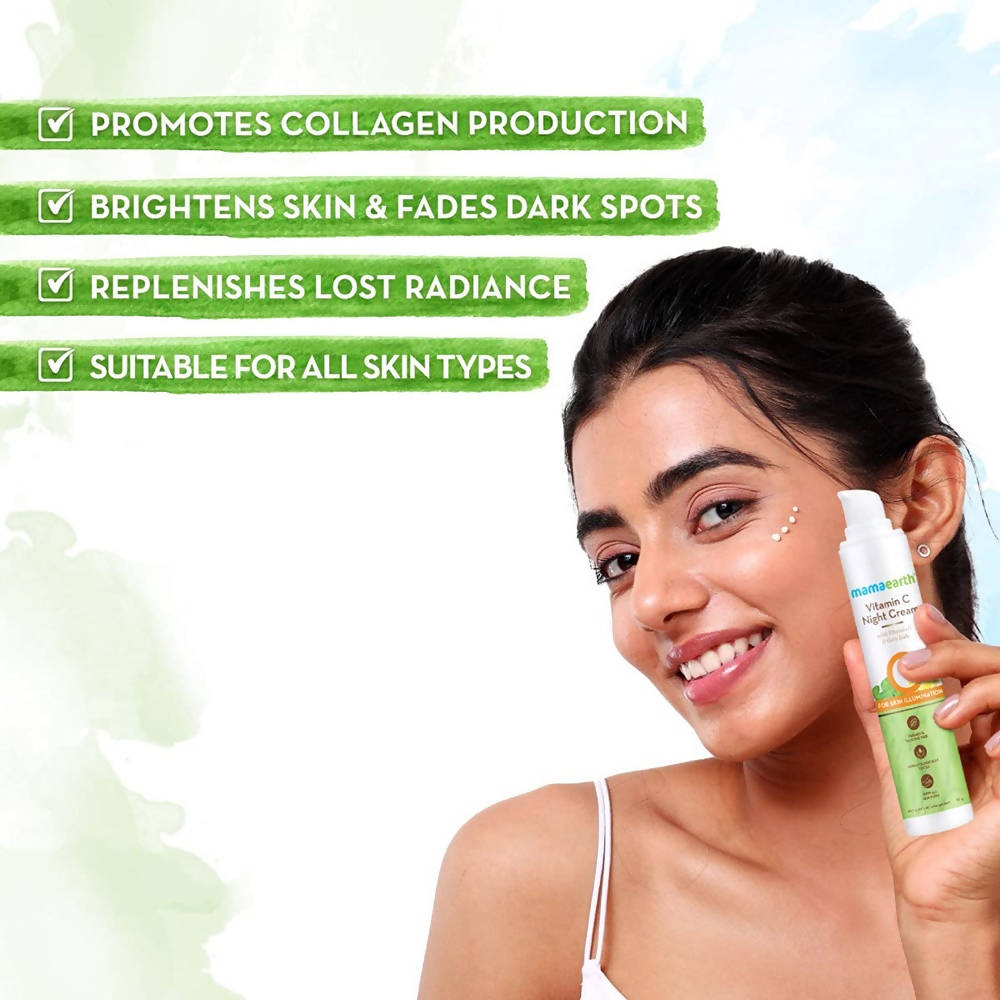 Mamaearth Vitamin C Night Cream with Vitamin C and Gotu Kola for Skin Illumination | Grocsy