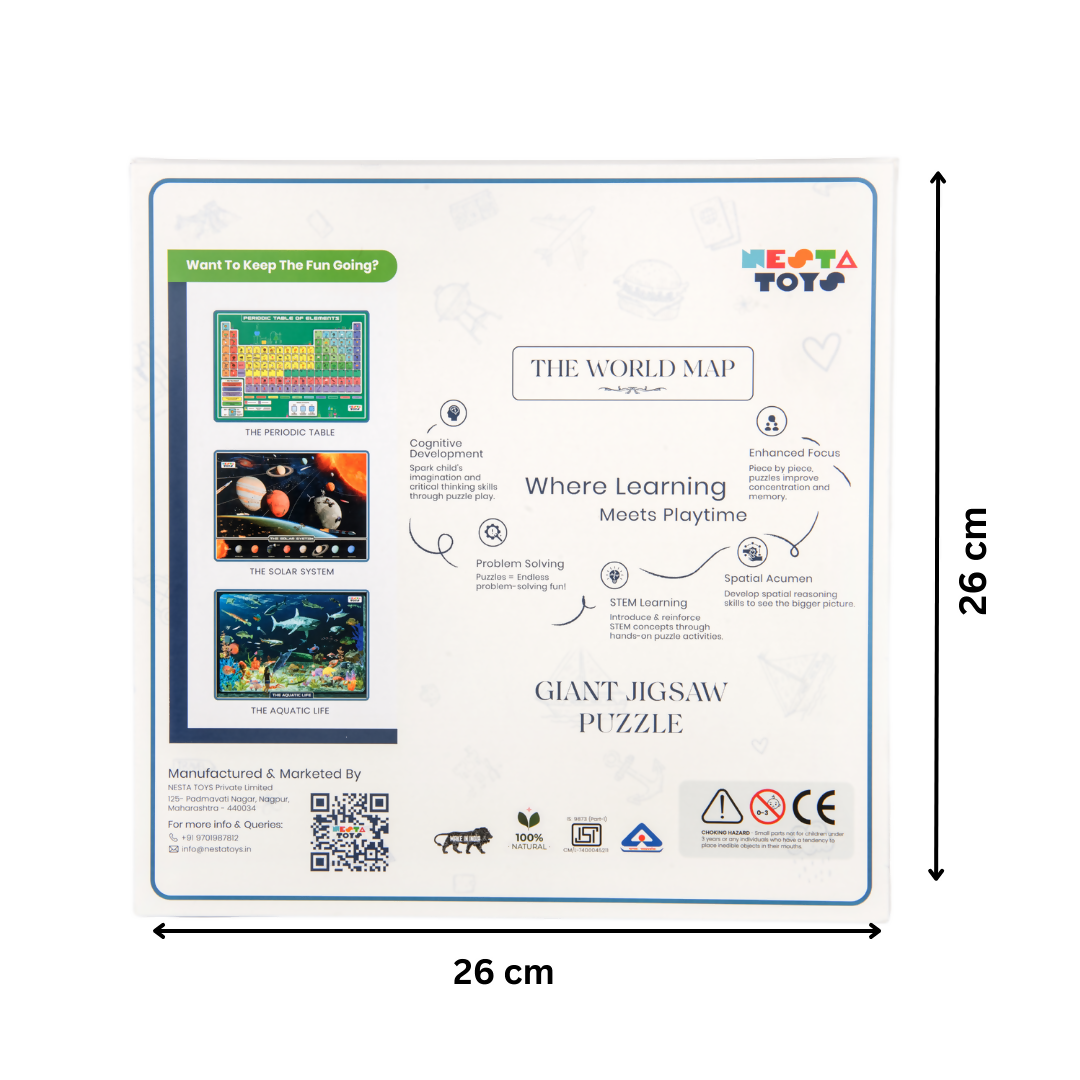 Nesta Toys World Map Jigsaw Puzzle for Kids, Jumbo Floor Puzzle, Educational Toy (6+ Years) | Grocsy