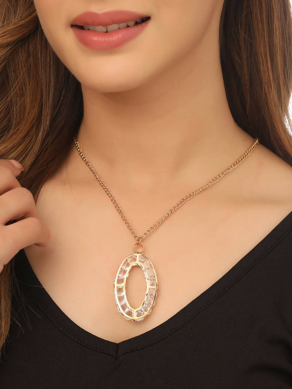 NVR Women Gold-Polished Oxidised Bohemian Necklace | Grocsy