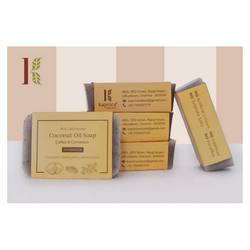 Kaprica Natural Handcrafted Cold Pressed Coconut Oil Soap With Coffee & Cinnamon | Grocsy