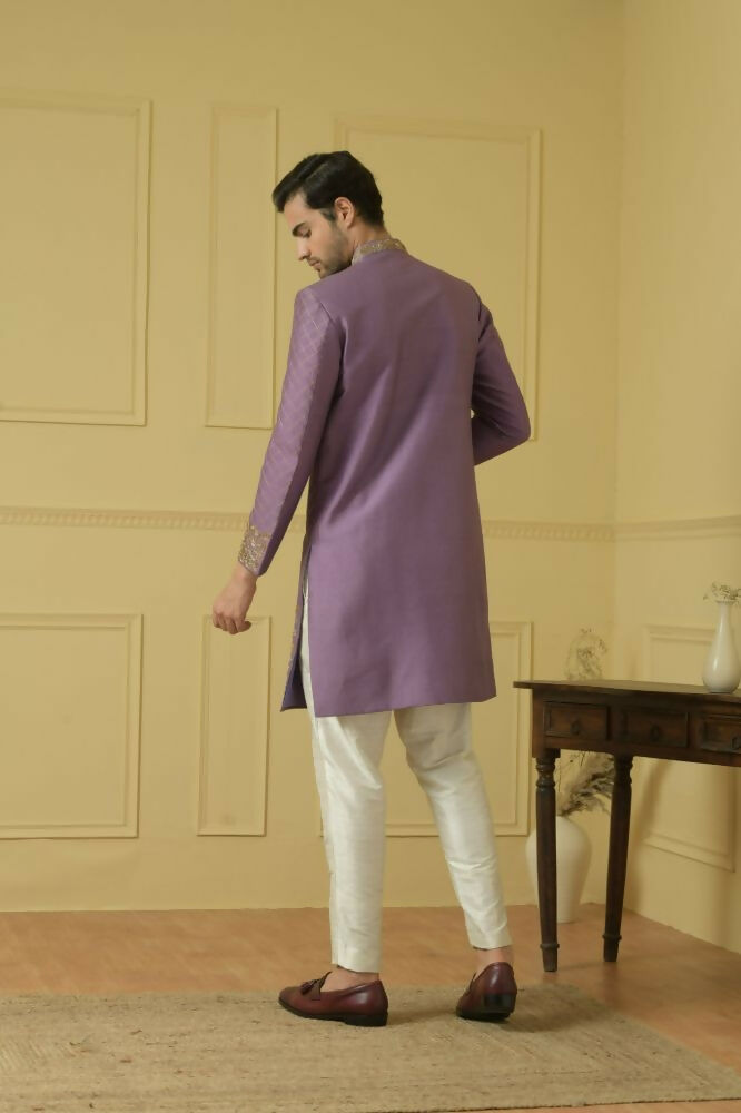 Majestic Purple Marvel Sherwani by Hilo Design | Grocsy