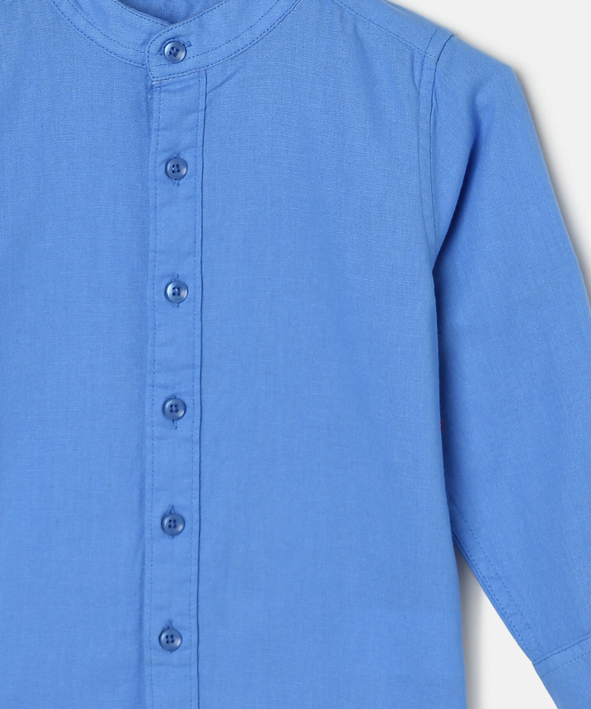 Manet Boys Mandarin Collar Full Sleeves Melange Shirt - Light Blue | Grocsy