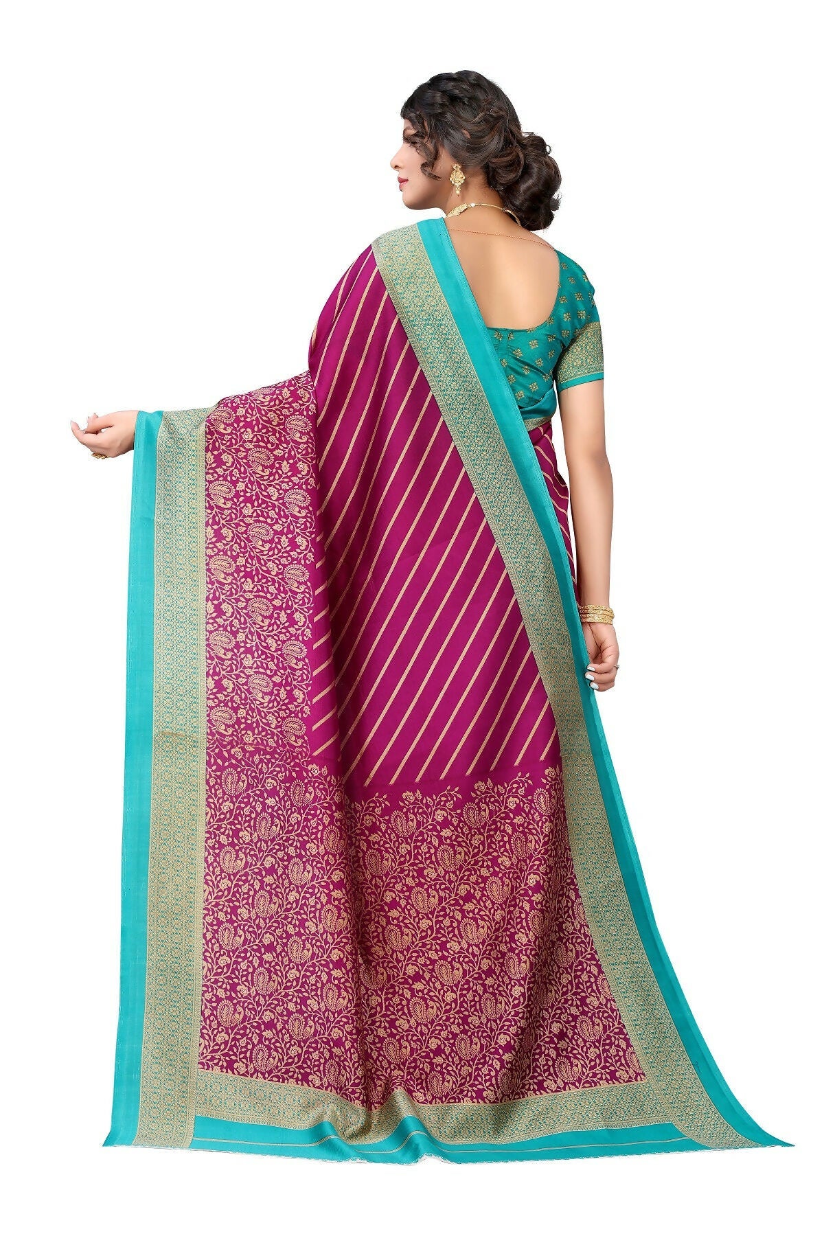 Vamika Purple Printed Art Silk Saree | Grocsy