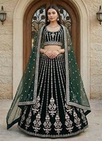 Lehenga Mart Darkgreen Georgette Designer Bollywood Style Wedding Wear Lehenga Choli | Grocsy