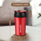 Wosta Reusable Travel Spill Proof Coffee Mug with Lid and Straw Tumbler - 400ml (Red) | Grocsy