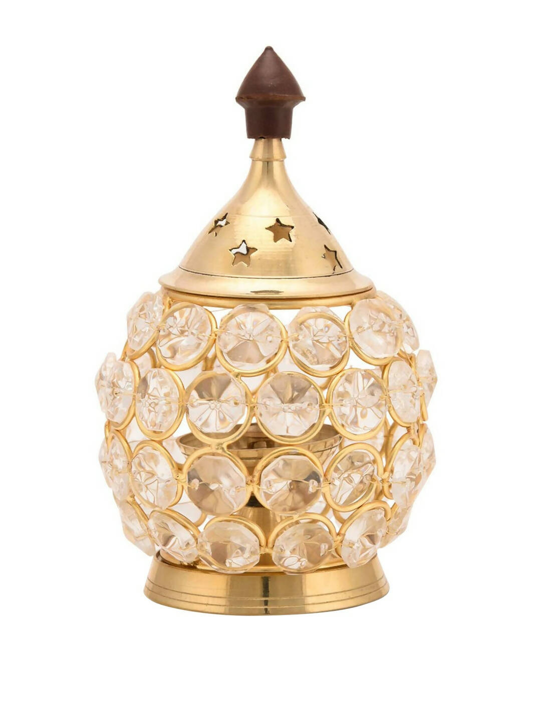 Craftvatika Gold Toned Brass Decorative Akhand Diya Oil Lamp | Grocsy