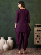 Sangria Embroidered Kurta & Dhoti Pant Kurta Set | Grocsy
