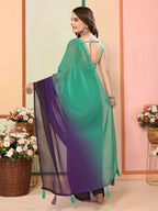 Sea Green Georgette Pedding Color Printed Ready To Wear Saree - Aalaya | Grocsy