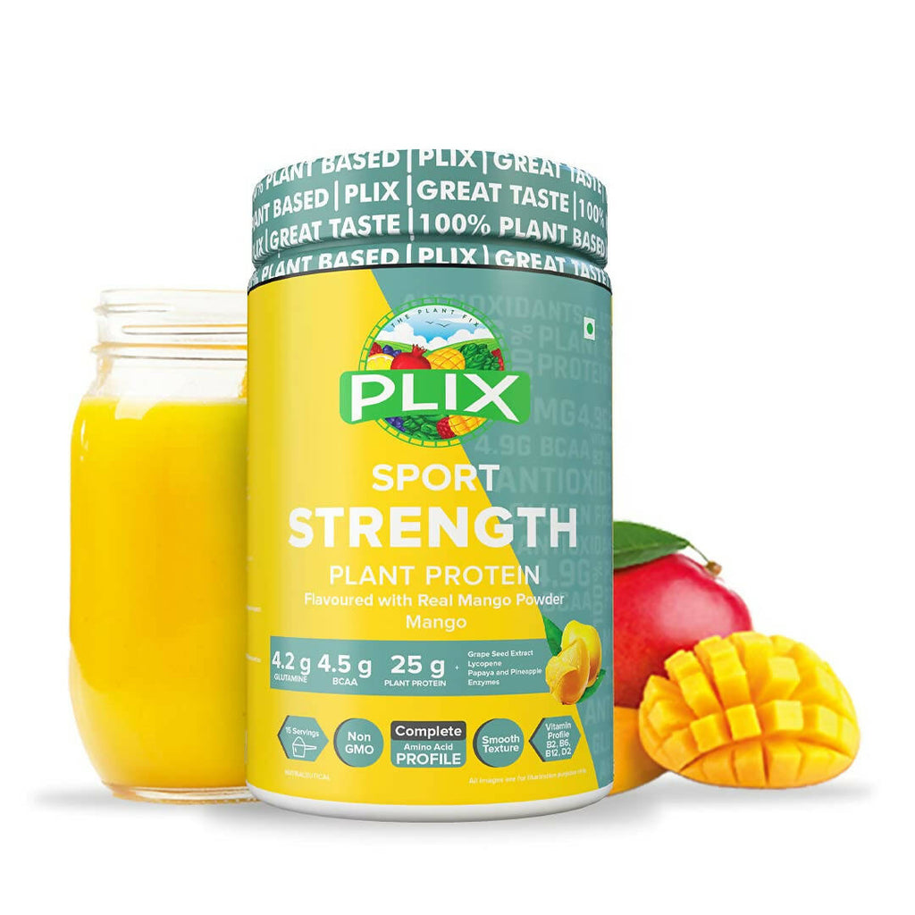 PLIX The Plant Fix Strength Vegan Plant Protein Powder - Mango | Grocsy