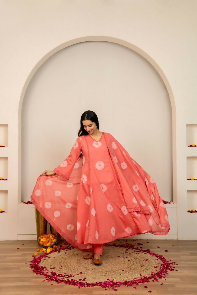 Joban Fashion Pink Tie & Dye Cotton Suit Set | Grocsy