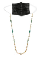 Gold-Toned Green Beaded Mask Chain - Ruby Raang | Grocsy