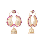 Nuyug 22K Gold Plated Pink Paisley Bloom Earrings | Grocsy