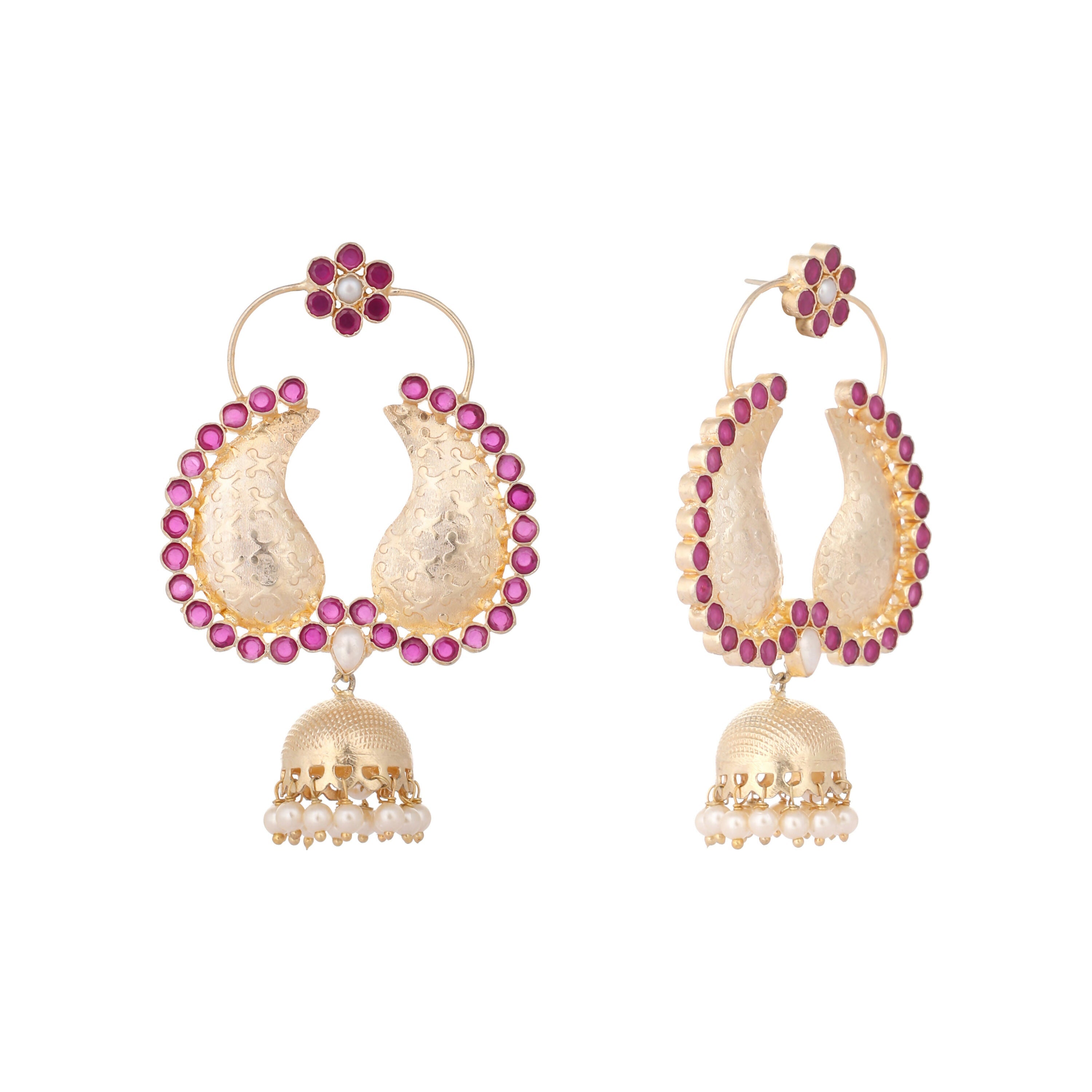 Nuyug 22K Gold Plated Pink Paisley Bloom Earrings | Grocsy