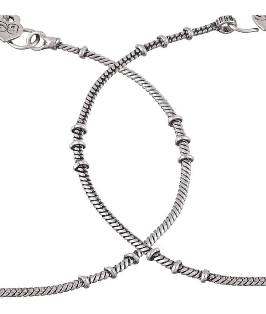 Mominos Fashion Beautiful Trendy Oxidised Silver Plated Anklets | Grocsy