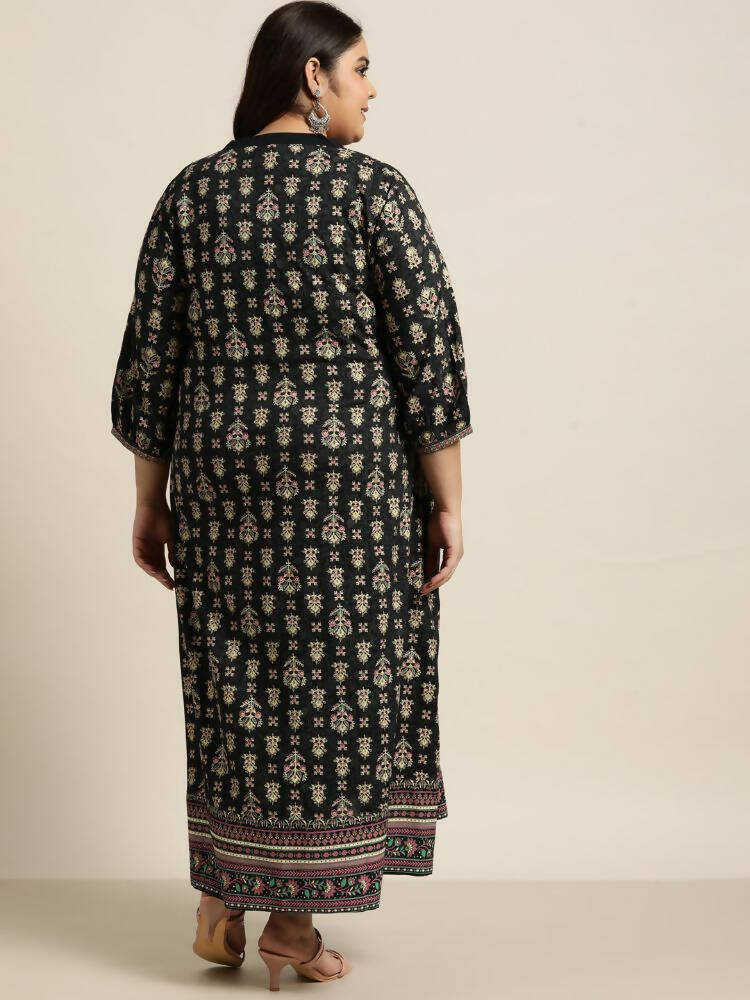 Juniper Women`s Dark Blue Rayon Fusion Wear Printed A-line Dress | Grocsy