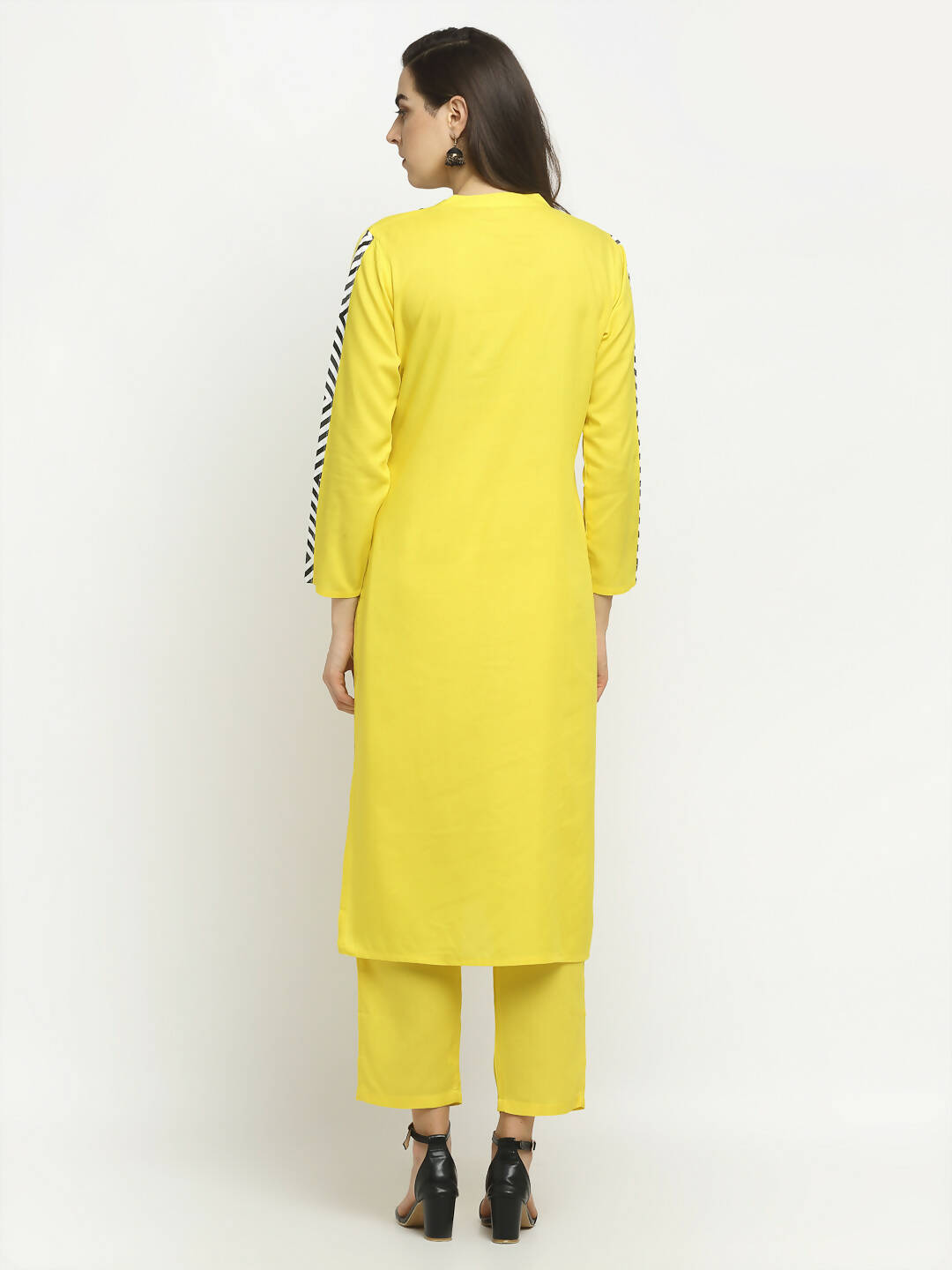 Rudra Bazaar Yellow Yoke Kurta with Pyjamas | Grocsy
