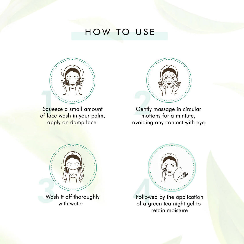 mCaffeine Green Tea Face Wash with Vitamin C & Hyaluronic Acid | Grocsy