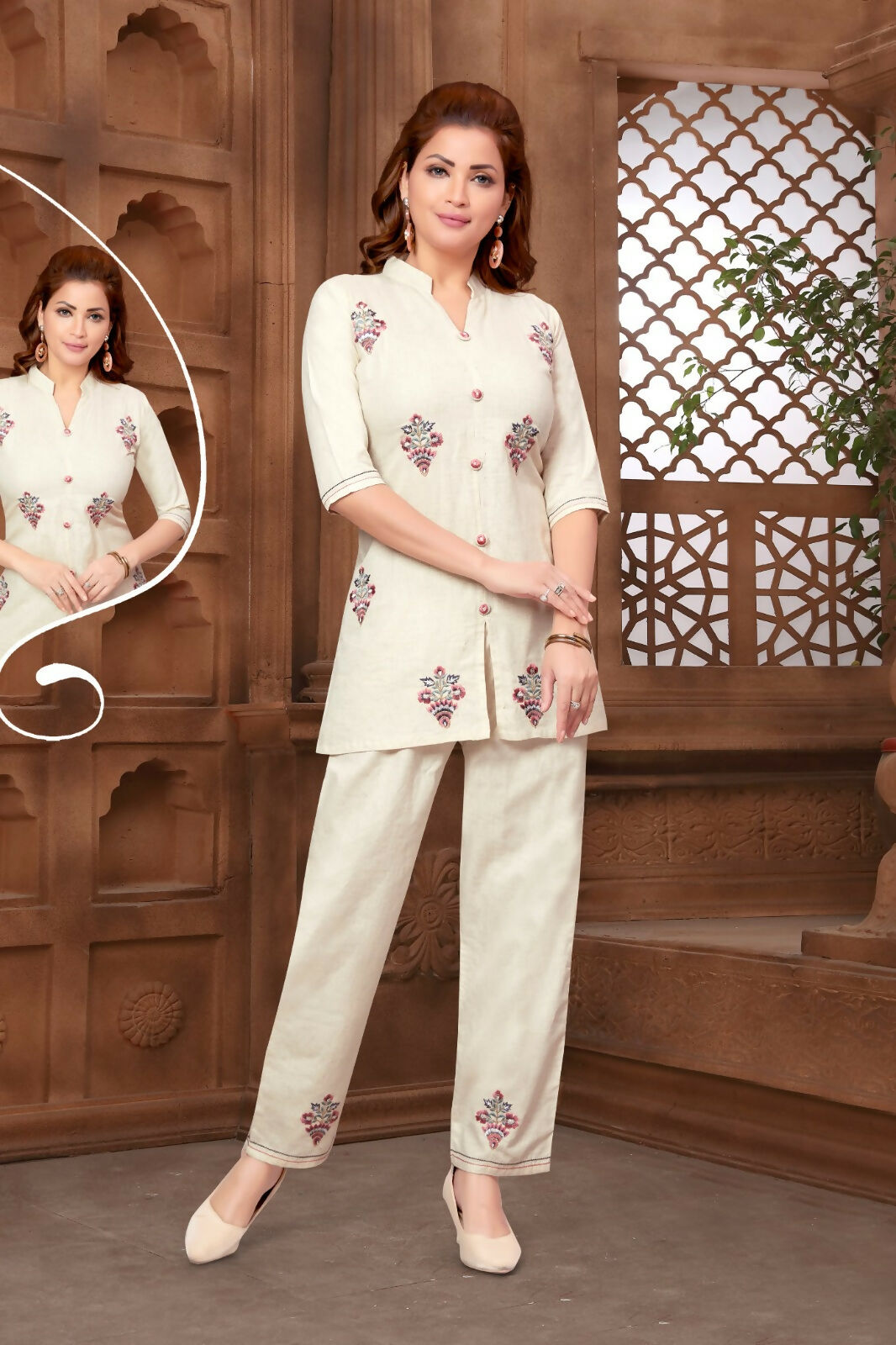 Joban Fashion Cotton Beige Color Kurta Set | Grocsy