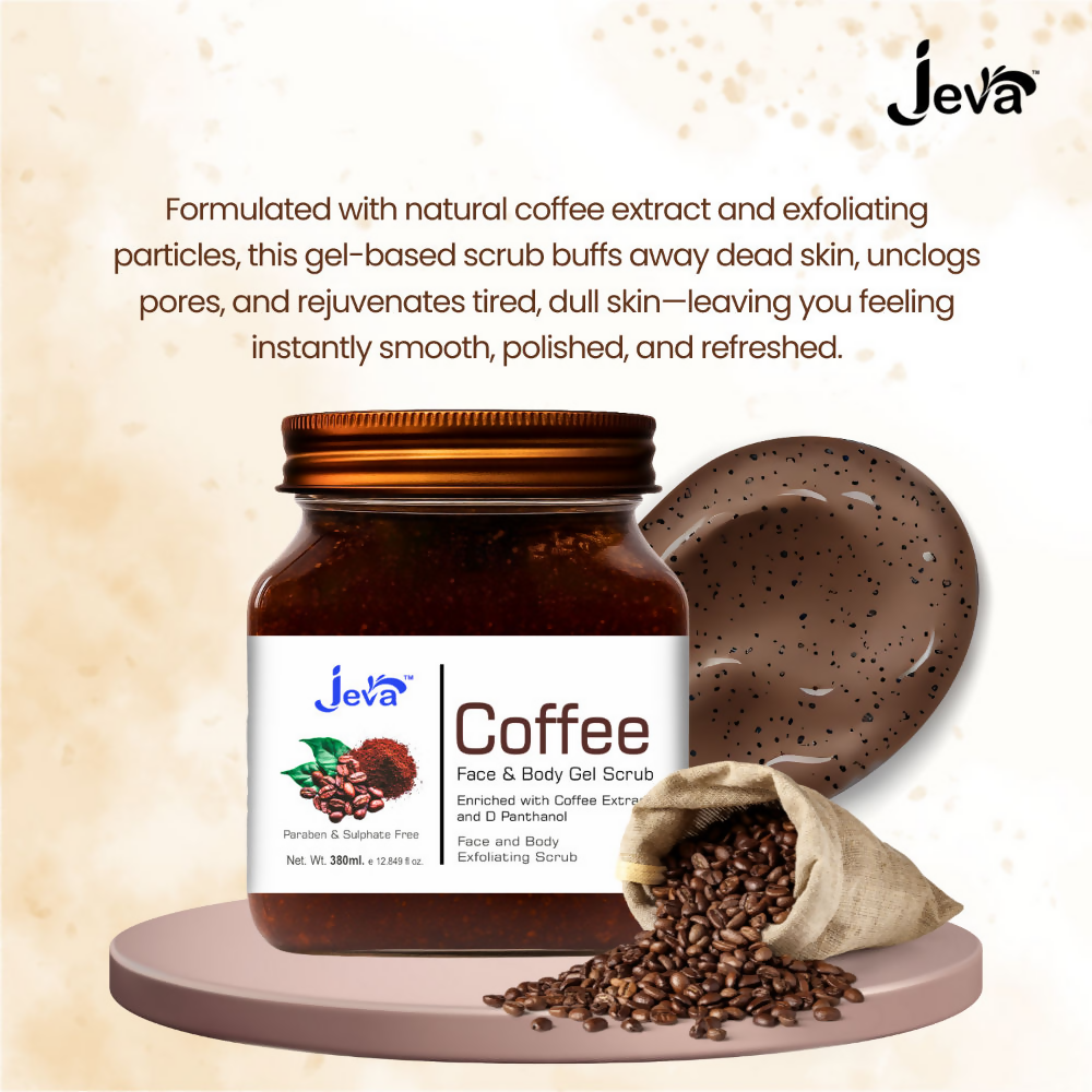 Jeva Coffee Face & Body Exfoliating Gel Scrub | Grocsy