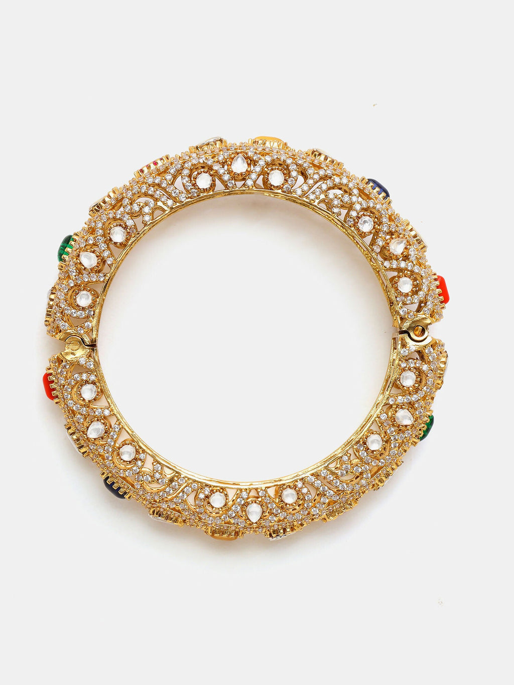 Ruby Raang 22k Gold Polished Multi Kundan Bracelet | Grocsy
