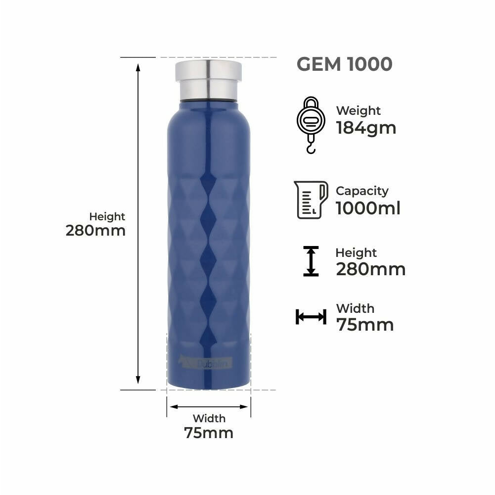 Dubblin Gem Stainless Steel Fridge Water Bottle | Grocsy