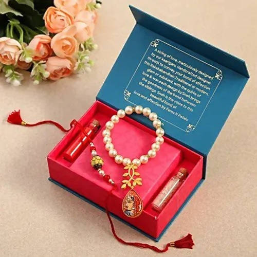 Folk Style Lumba Rakhi Set & Almonds Jar | Grocsy