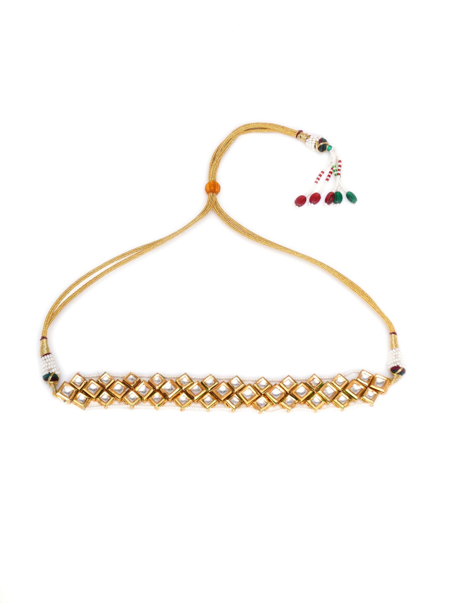 Kundan & Pearl Neckpiece (Gold) - Ruby Raang | Grocsy