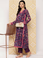 Ahalyaa Women's Traditional wear Kurta Set - Purple | Grocsy