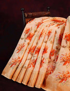Shades Of Orange With Floral Design Semi Chanderi Saree By Gayathri Reddy Designer Studio | Grocsy