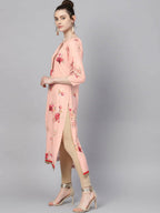 Ahalyaa Peach Crepe Digital Print Kurta | Grocsy