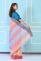 Very Much Indian Traditional Patteda Anchu Ilkal Handloom Saree - Peach Tone | Grocsy