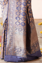 Joban Fashion Lavender Pure Katan Pure Handloom Banarasi Silk Saree | Grocsy