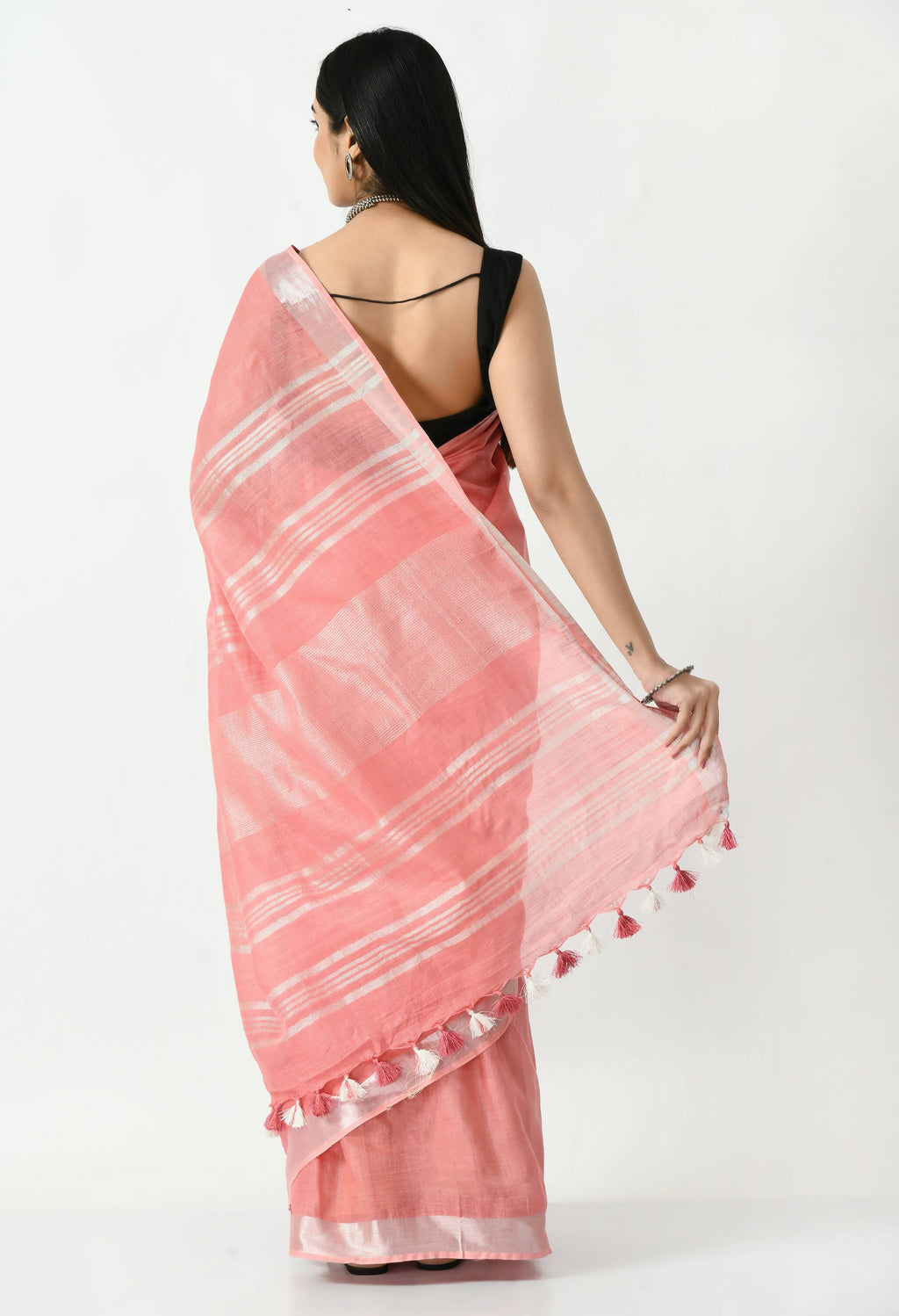Mominos Fashion Moeza Light Gajari Bhagalpuri Handloom Silk Linen Saree with unstitched Blouse piece | Grocsy
