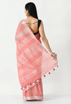 Mominos Fashion Moeza Light Gajari Bhagalpuri Handloom Silk Linen Saree with unstitched Blouse piece | Grocsy