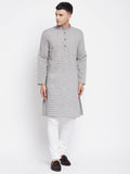 Even Apparels White Pure Cotton Men's Long Kurta With Band Collar | Grocsy