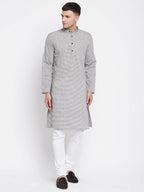 Even Apparels White Pure Cotton Men's Long Kurta With Band Collar | Grocsy