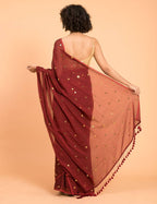 Suta Maroon Embellished Sequinned Pure Cotton Saree | Grocsy