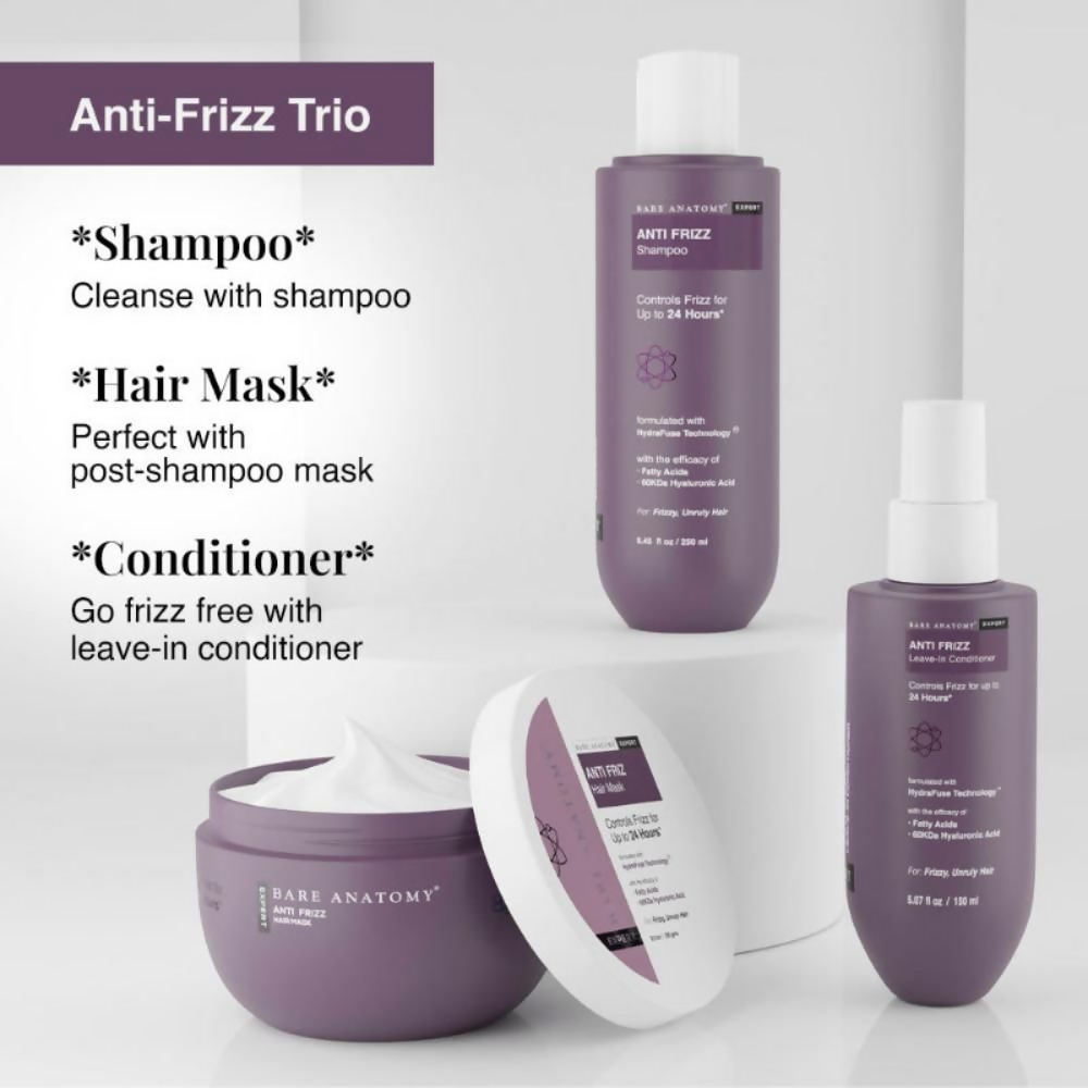 Bare Anatomy Anti Frizz Regime With Shampoo, Hair Mask & Leave In Conditioner | Grocsy