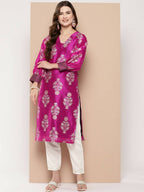 Ahalyaa Women's Traditional wear Kurta - Pink | Grocsy