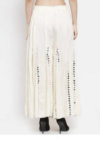 Mominos Fashion Moeza Reyon Cotton White Color Mirror Work Palazzo | Grocsy