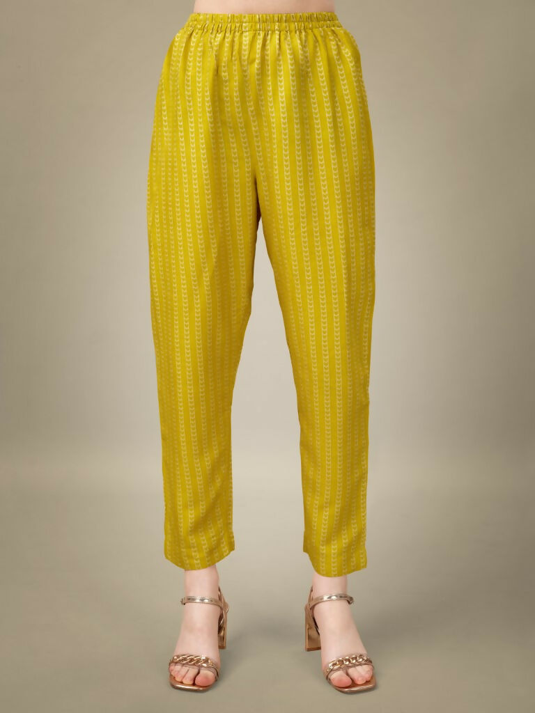 Jyoti Fashion Women's Yellow Rayon Embroidery & Sequence work Kurta with Trouser & Dupatta | Grocsy