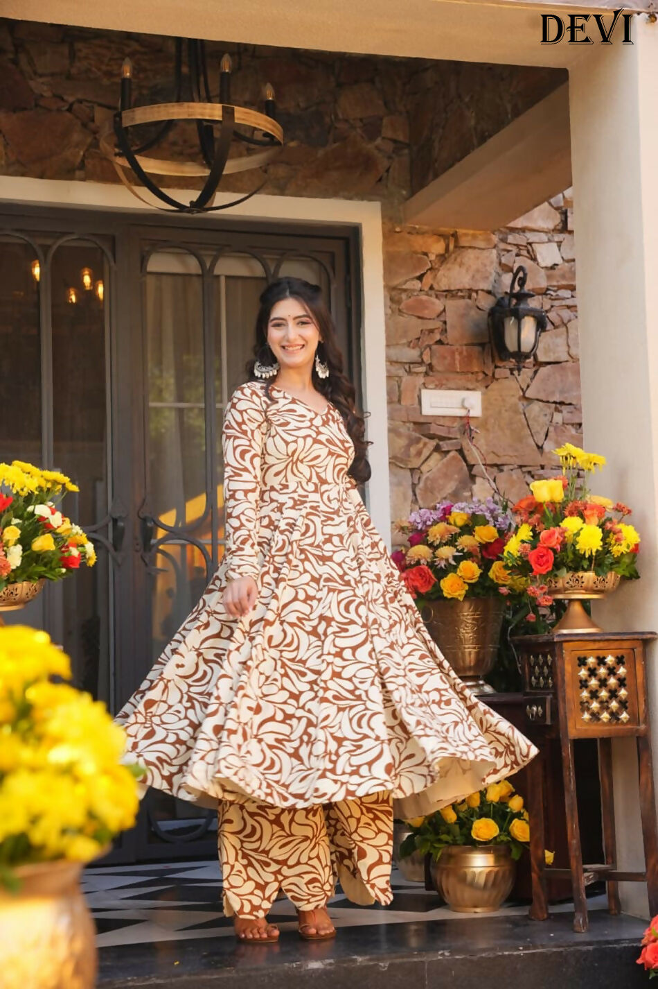 Aayaa Designer Printed Full Flared Suit | Grocsy