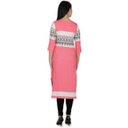 Kanoor Women's pink A Line Round Neck kurti | Grocsy