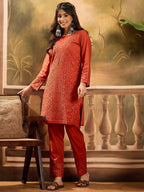 Joban Fashion Embroidery Rust Pure Cotton Cord Set | Grocsy