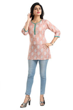 Snehal Creations Pretty Pastel Peach Rayon Short Kurti Tunic Top | Grocsy