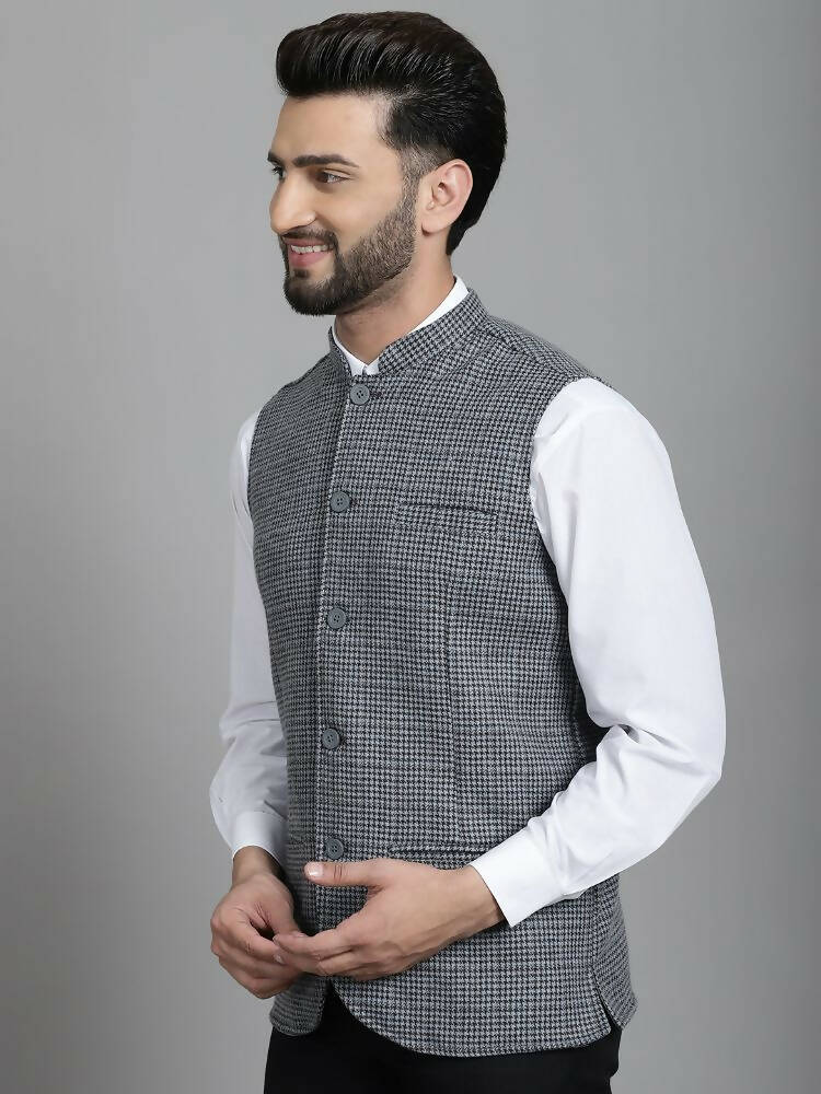 Even Apparels Nehru Jacket With Welt Pockets - Grey | Grocsy
