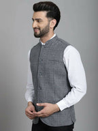 Even Apparels Nehru Jacket With Welt Pockets - Grey | Grocsy