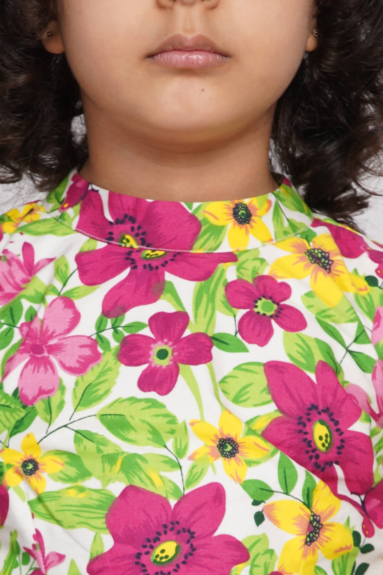 Little Bansi Girls Floral Print Ready to Wear Saree and Floral Blouse - Magenta | Grocsy