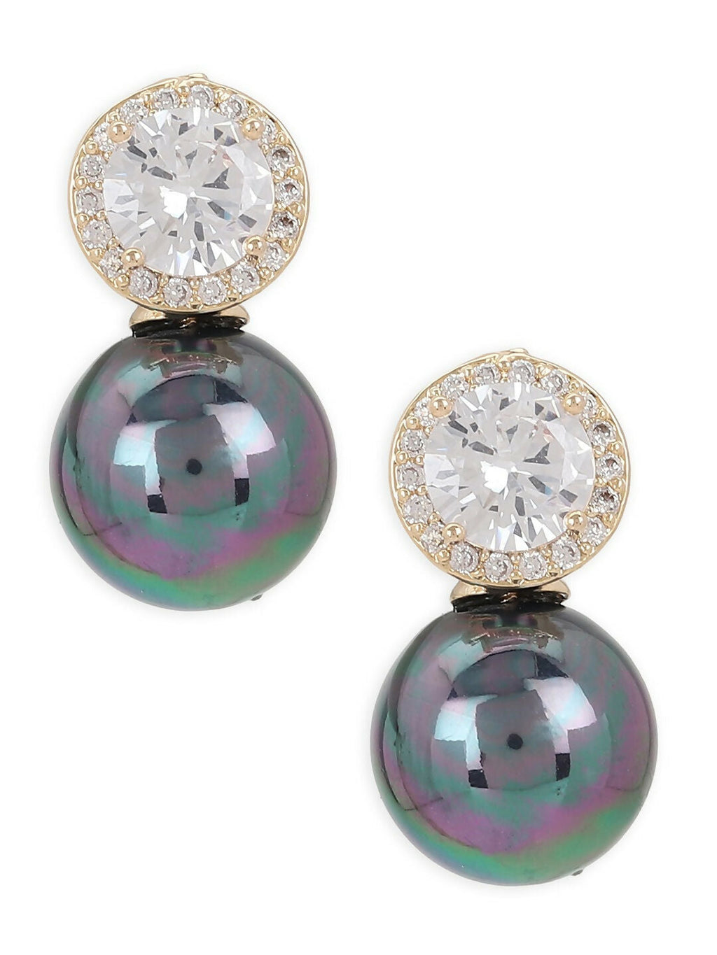 Diamond and Grey Stone Earrings- Ruby Raang | Grocsy