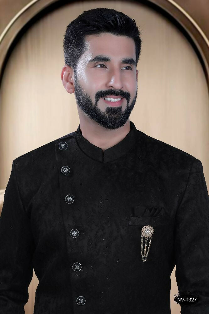 Joban Fashion Men's Black Satin Kurta with Pyjama | Grocsy